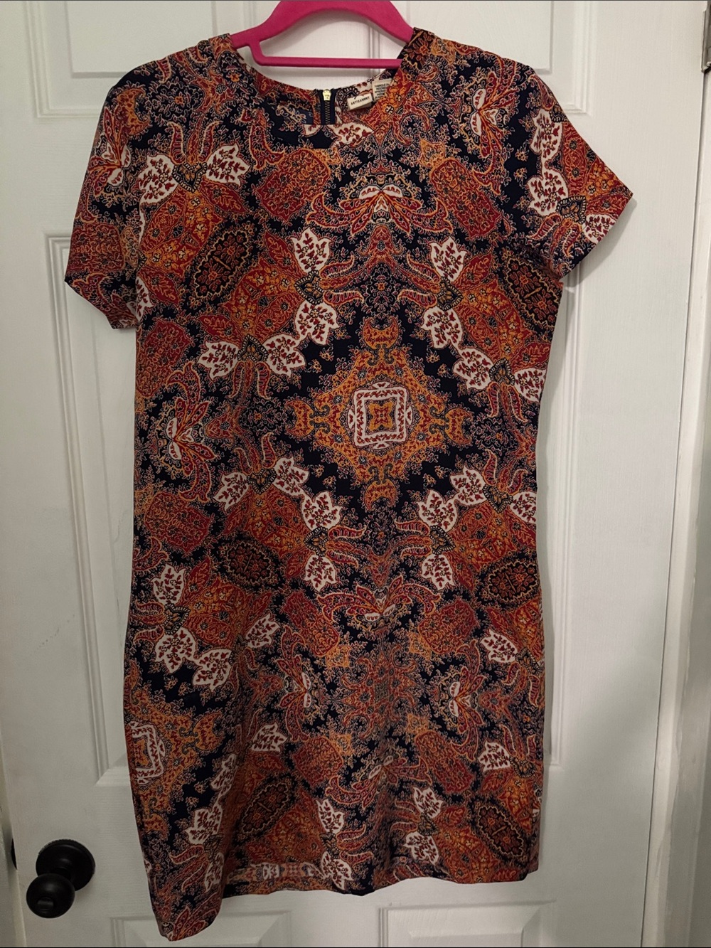 Artisan Ny Navy & Rust Paisley Mini Shift Dress